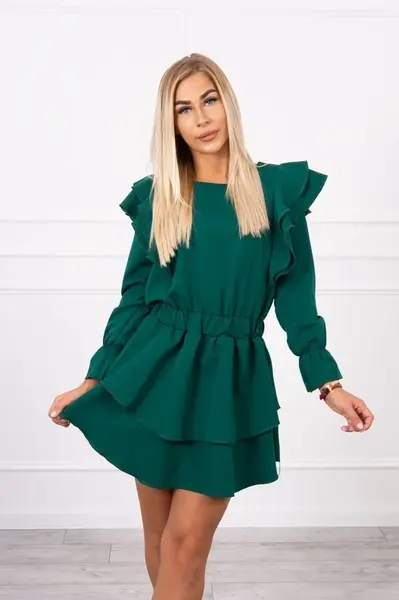 Kesi Šaty se svislými volány tmavě zelené