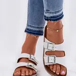 Dámské Pantofle S Přezkami Bílé Inblu