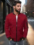 Pánská bunda prošívaná bomber jacket burgundská červeň Dstreet