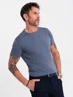 Ombre BASIC men's classic cotton T-shirt - blue denim