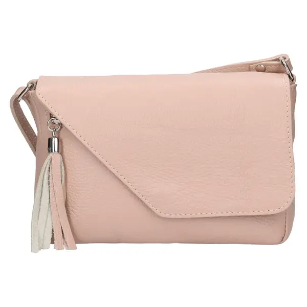 Dámska kožená crossbody kabelka Italia Kalia - svetlo ružová
