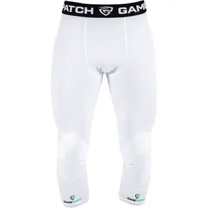 GAMEPATCH TIGHTS 3/4 WITH KNEE PADDING Kompresní unisex legíny, bílá, velikost