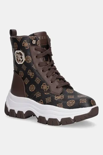 Nízké kozačky Guess BENZON dámské, hnědá barva, na platformě, FLFBNZ FAL12