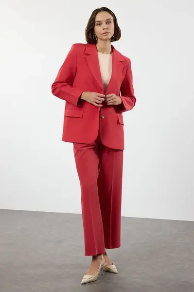 Trendyol Red Polyviscon Basic Blazer Jacket