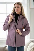 53121 Dewberry Hooded Women Raincoat-PLUM