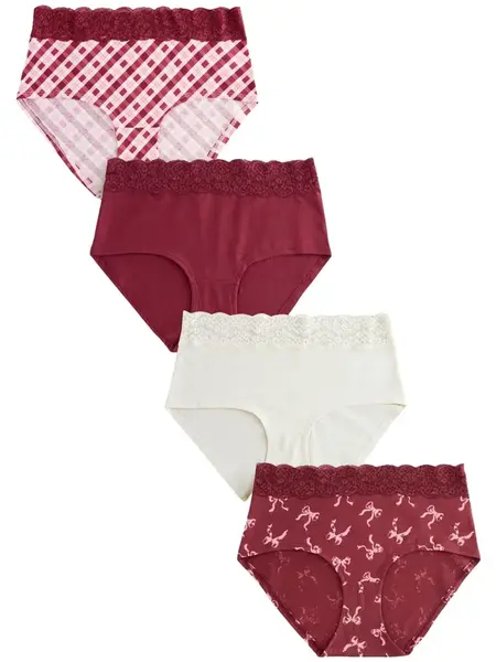 Next Nohavičky  ružová / vínovo červená / biela