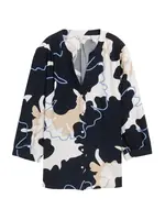 TOM TAILOR Blúzka  béžová / námornícka modrá / modrosivá / biela