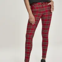 Dámské Skinny Tartan Kalhoty červené/bl
