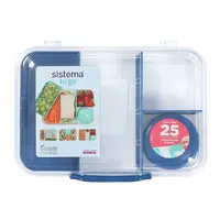 SISTEMA To Go Tříkomorová krabička s nádobou a miskou modrá 1,48 l