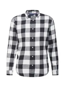JACK & JONES Košeľa 'Gingham'  čierna / biela