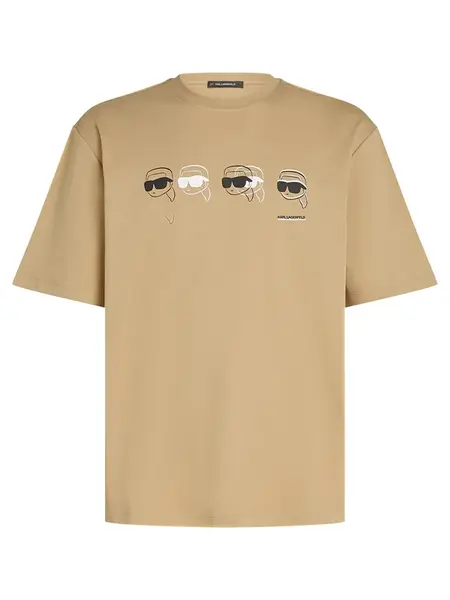 Karl Lagerfeld Tričko  tmavobéžová / čierna / biela