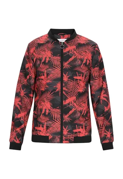 MO Prechodná bunda  tmavosivá / svetločervená / čierna