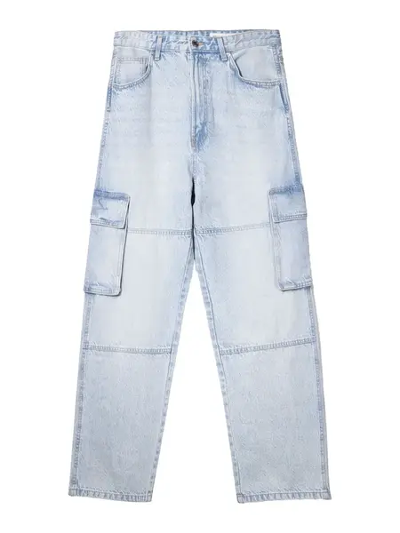 Bershka Rifľové kapsáče  modrá denim