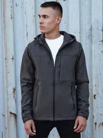 Kurtka męska przejściowa softshell z kapturem ciemnoszara Dstreet