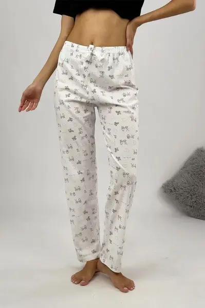 80156 Dewberry Women Pyjama Bottom-WHITE