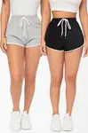 80189 Dewberry 2-Piece Set Women Mini Shorts-GREY-BLACK