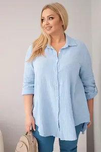 Kesi Włoski Bavlněná mušelínová košile modrý