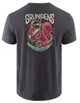 Grundéns tričko octo-trout ss t-shirt heather charcoal - xxl