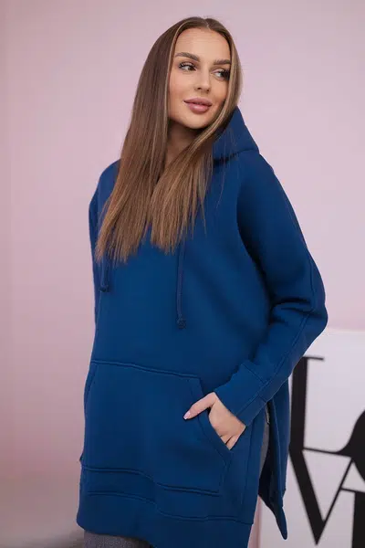 Zateplená mikina s rozparky na bocích džíny