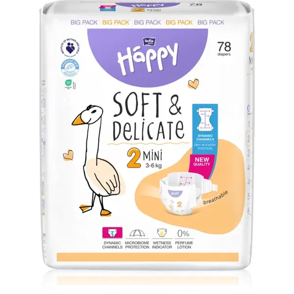 BELLA Baby Happy Soft&Delicate jednorazové plienky Mini 3-6 kg 78 ks
