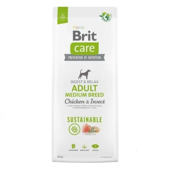 Brit Care Dog Sustainable Adult Medium Breed Chicken & Insect 12 kg | Granule pre psov