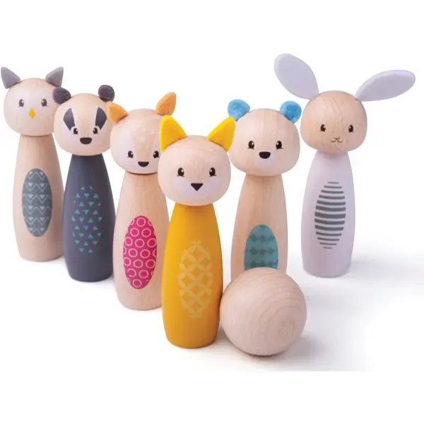 Bigjigs Toys Wooden Bowling Toy sada hračiek z dreva 2y+ 7 ks