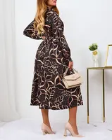 Resti Black and light brown patterned women's maxi dress