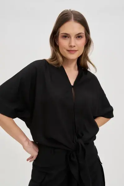 Marisse Viscose-Linen Black Shirt