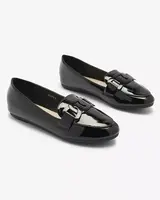 Resti Women's lacquered moccasins with ornament in black- Footwear