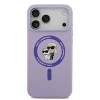 Zadní kryt Karl Lagerfeld Liquid Silicone Karl and Choupette MagSafe pro Apple iPhone 17 Pro Max, fialová