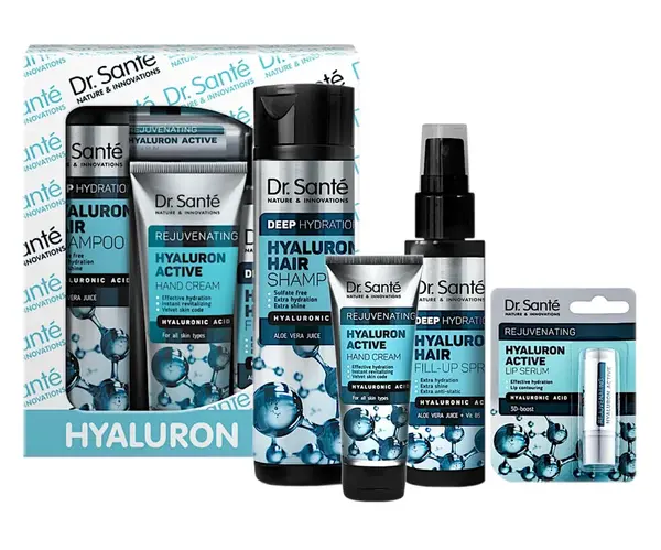 Darčeková sada na hĺbkovú hydratáciu vlasov Dr. Santé Hyaluron Active + darček zadarmo