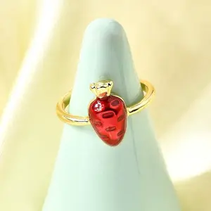 Brass Enamel Cuff Open Rings for Women