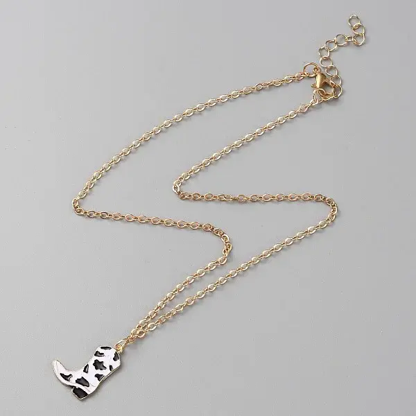 Cowboy Theme Enamel Pendant Necklace with Cable Chains