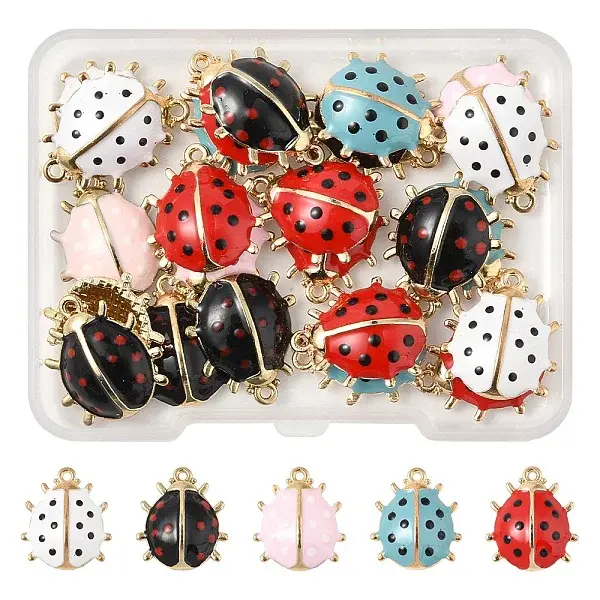 24Pcs 5 Styles Alloy Enamel Pendants