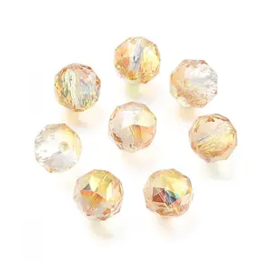 Electroplate Transparent Round Glass Beads