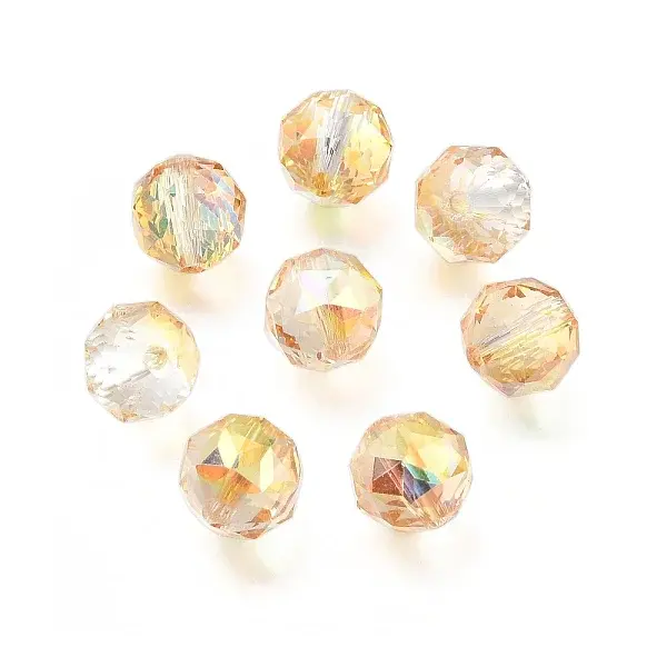 Electroplate Transparent Round Glass Beads