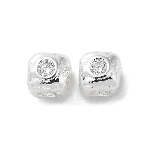 Brass Micro Pave Cubic Zirconia Beads