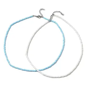 2Pcs 2 Colors Glass Seed Beaded Necklaces Set