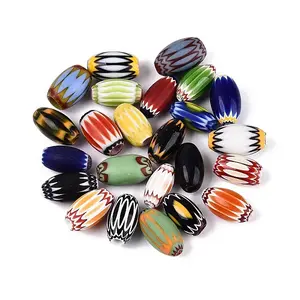 Handmade Millefiori Glass Barrel Beads