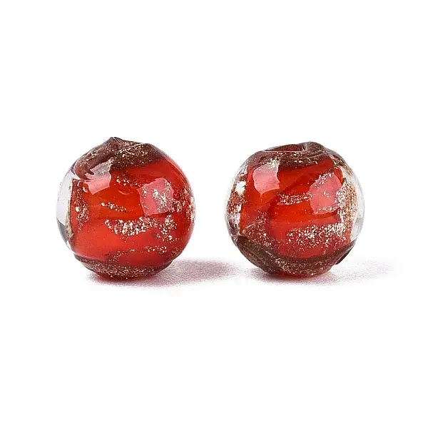 Handmade Gold Sand Lampwork Beads