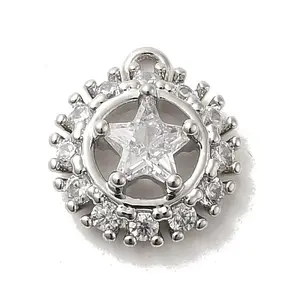 Brass Micro Pave Clear Cubic Zirconia Pendants