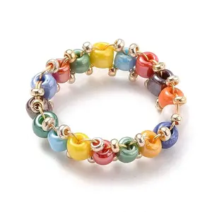 Round Glass Seed Beaded Finger Rings