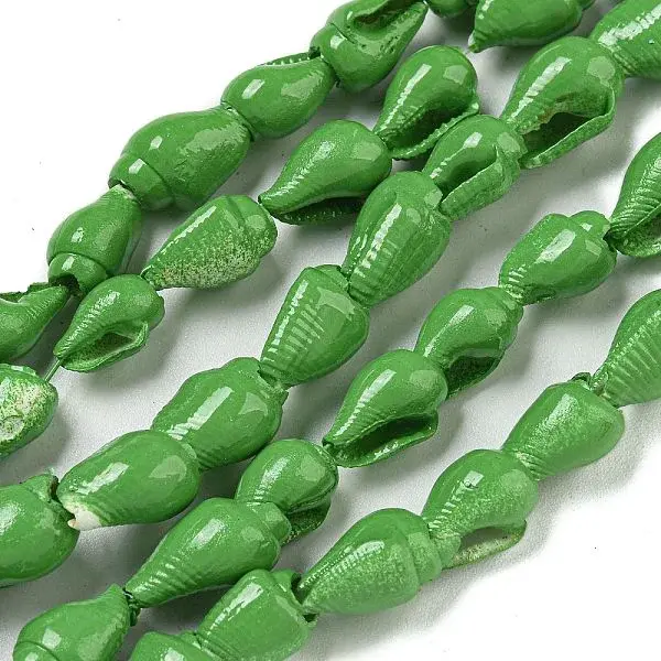 Spray Painted Natural Spiral Shell Beads Strands