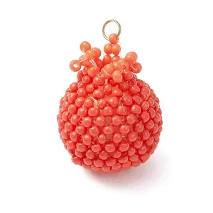 Glass Seed Beaded Pomegranate Pendants