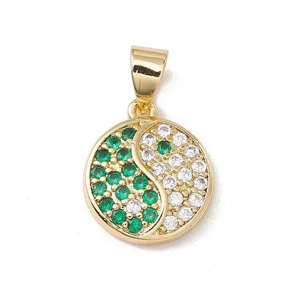Brass Micro Pave Cubic Zirconia Charms Real 18K Gold Plated