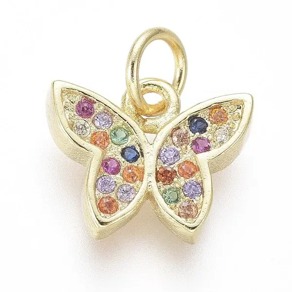 Brass Micro Pave Cubic Zirconia Charms