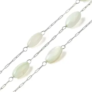 304 Stainless Steel Cable Chains with Dyed Shell Beads