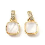 Brass Micro Pave Cubic Zirconia with Natural Shell Charms