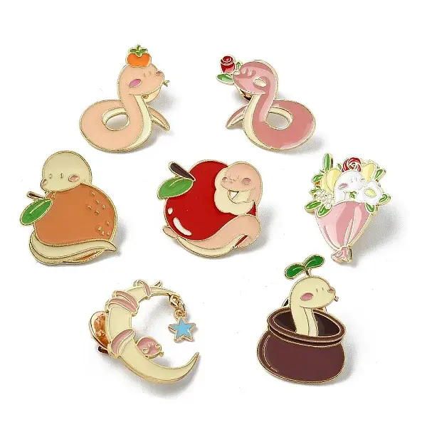 14Pcs 7 Styles Snake Enamel Pins