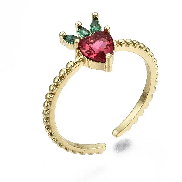 Brass Micro Pave Cubic Zirconia Cuff Rings